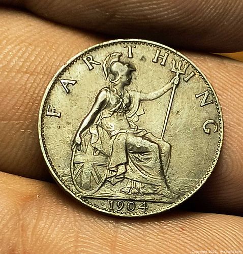 1904 United Kingdom Edward VII Bronze Farthing Coin (1 of 4)