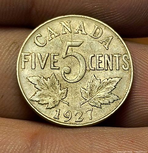 1927 Canadian 5 Cents Coin — George V (1 of 4)