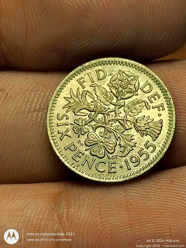 1955 United Kingdom Sixpence Coin (1 of 5)
