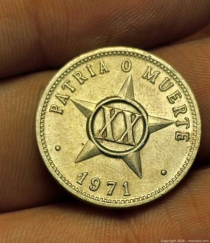 1971 Cuba 20 Centavos Coin, Cupro-nickel (1 of 4)