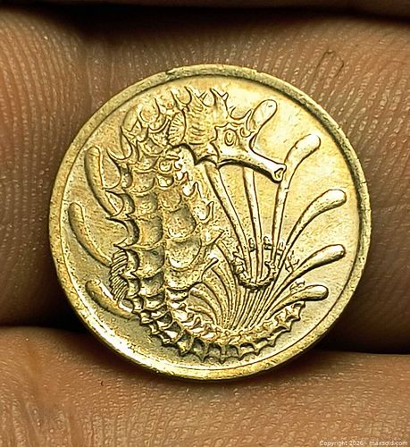 1982 Singapore 10 Cents Coin Seahorse (1 of 5)