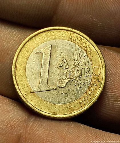 2002 Germany 1 Euro Coin, Bimetal (Nickel center & Brass ring) (1 of 4)