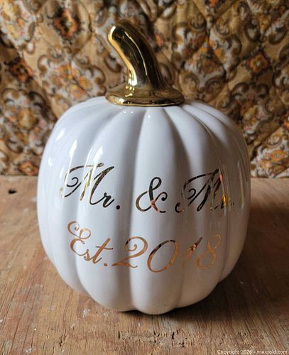 Large White Ceramic Pumpkin (1 of 4)
