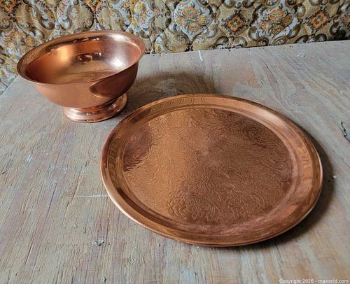 Vintage Coppertone Tray & Bowl (1 of 3)