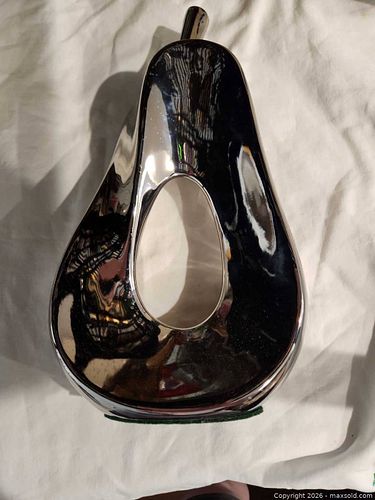 Chrome Metal Abstract Pear Decorative Sculpture (Medium) (1 of 8)
