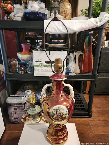 Pair of Porcelain Victorian/Rococo Table Lamps (1 of 10)