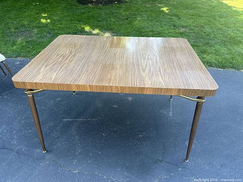 MCM Brass Frame Laminate Formica Top Dining Kitchen Table (1 of 17)