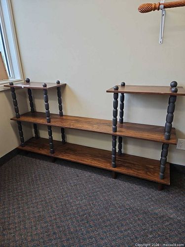 Mid-Century Style 3-Tier Veneer Shelf with Dark Legs (1 of 5)
