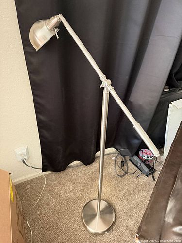 Adjustable Modern Brushed Nickel Metal Floor Lamp (1 of 4)