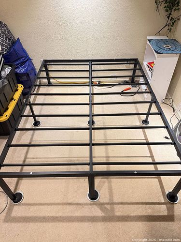 Queen Black Metal Platform Bed Frame with Slats (1 of 4)