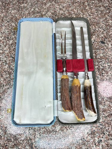 3-Piece Stainless Steel Carving Set with Antler Handles (1 of 5)