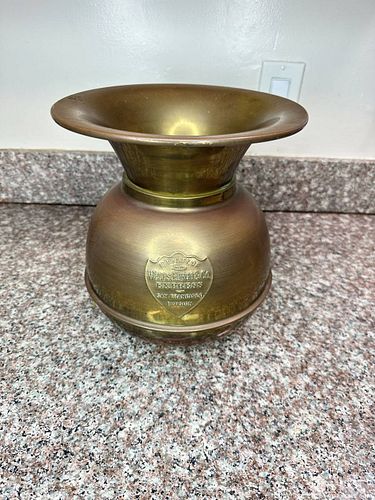 Antique Brass Wells Fargo Spittoon with Embossed Shield (1 of 5)