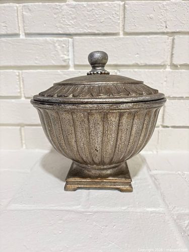 Small Antique Silver Decorative Urn with Gold Accents (1 of 9)