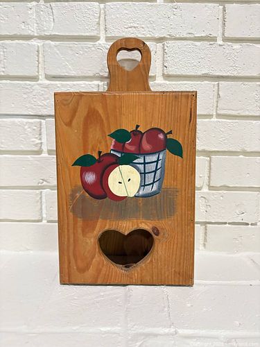 Wooden Wall-Mounted Bag Dispenser with Apple & Heart Motif (1 of 10)