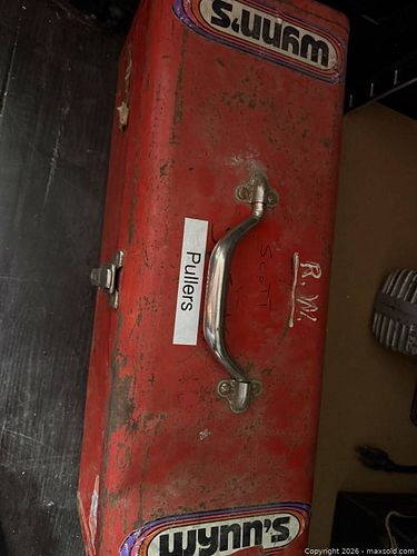 Red Metal Toolbox with Gear Pullers, Bearings and Accessories (1 of 5)