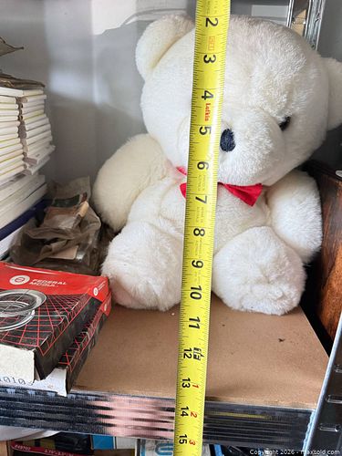 White/Cream Plush Teddy Bear with Red Bow, 12–16 in (1 of 4)