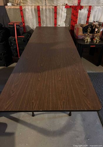 8 ft Dark Brown Woodgrain Laminate Folding Table (1 of 4)