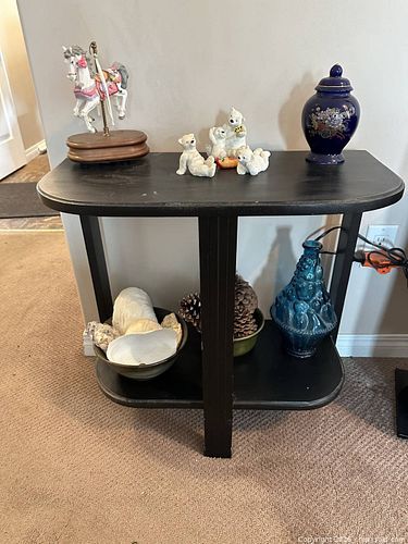 Black Two-Tier Side Table with Mixed Decorative Accessories (1 of 10)