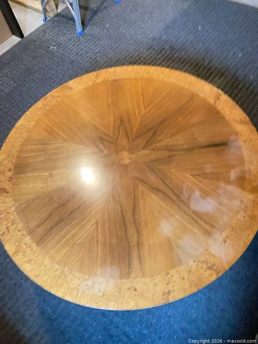 Round 36 in Burl Veneer Pedestal Side/End Table (1 of 3)