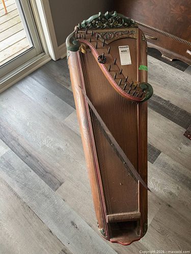 Wooden Zither Harp with Ornate Carvings (1 of 11)