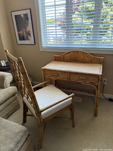 Pier 1 Bamboo Rattan Writing Desk with Matching Chair (1 of 11)