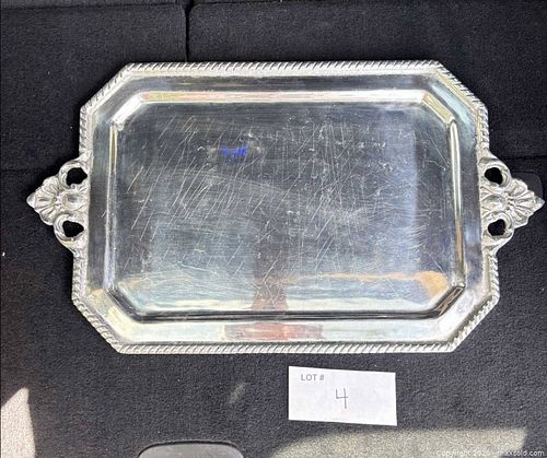 Mexican Silver-Plated Rectangular Serving Tray with Handles (1 of 6)