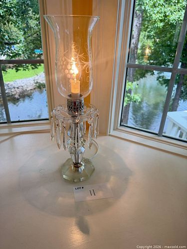 Vintage-Inspired Clear Crystal and Chrome Table Lamp, 12–18 in (1 of 6)