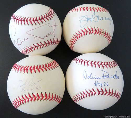 Hall of Fame Pitchers - Signed Baseball Collection (Roberts, Bunning, Tiant, Score) (1 of 6)