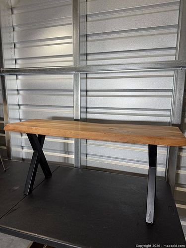Solid Wood Bench with Black Metal Legs (1 of 8)