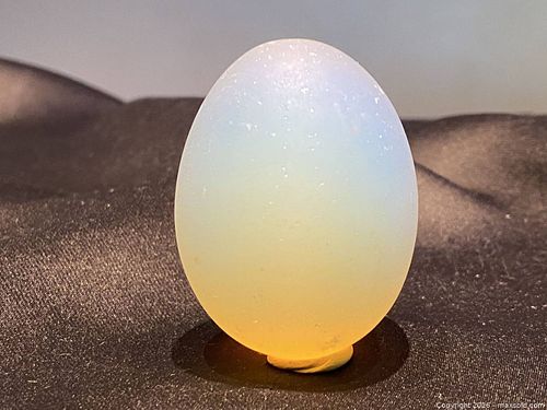 Vintage Opalite Glass Egg - Luminous Pocket Sculpture (1 of 7)