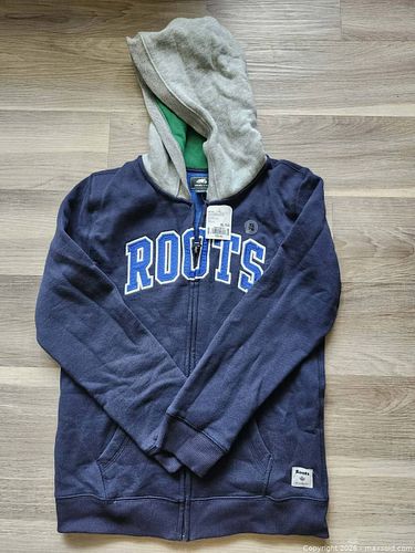 Roots Kids XL Zip-Up Hoodie, Navy/Gray, Green Lining (1 of 3)
