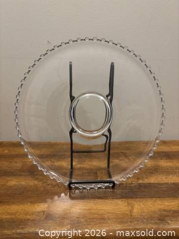 12-inch Clear Glass Crystal Serving Platter with Beaded Edge (1 of 4)