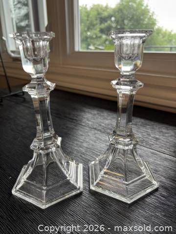 Pair of Clear Glass Candlestick Holders, 6–8 in (1 of 4)