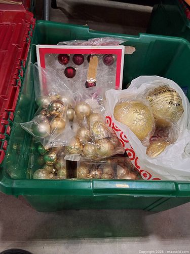 Assorted Gold, Red & Green Christmas Ornaments, 50+ Mixed Sizes (1 of 3)