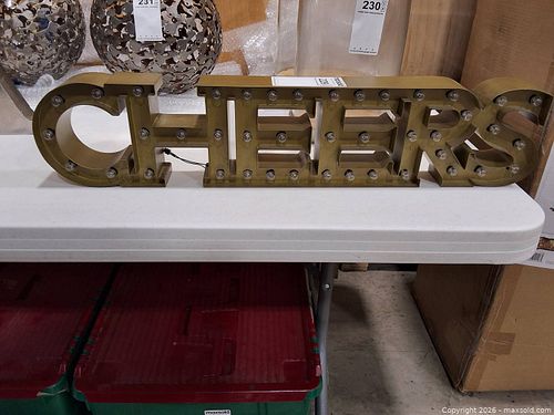 Marquee Sign "CHEERS" Antique Brass Metal, Large (1 of 3)