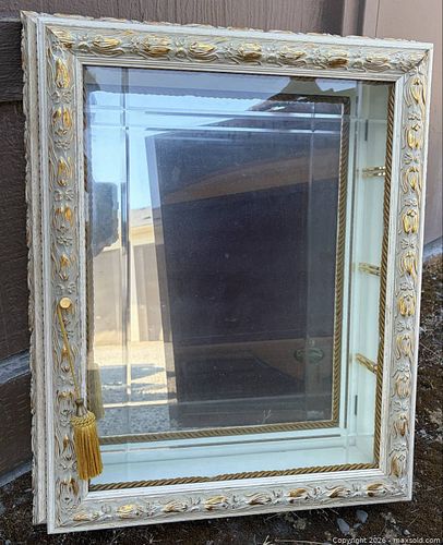 Large White & Gold Framed Wall Mirror with Cabinet 30-40 in (1 of 3)