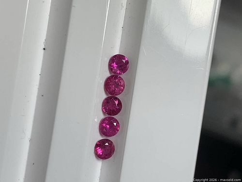 RARE 5PCS NATURAL RUBY LOT 0.63ctw | 5x 3mm Round Vivid Red Gemstones | July Birthstone (1 of 4)