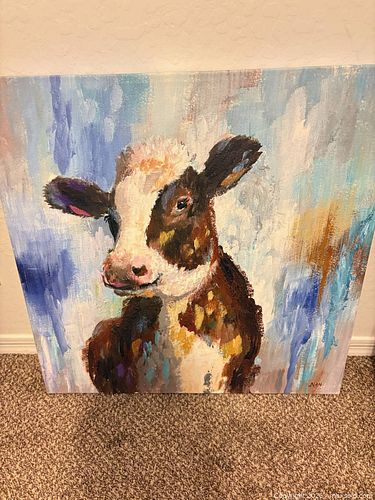 Canvas Cow & Abstract Wall Art Set, 30 x 30 in (1 of 9)