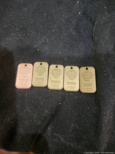 Lot of 5 2g Bronze/Brass/Copper Bullion Bar Pendants (1 of 3)