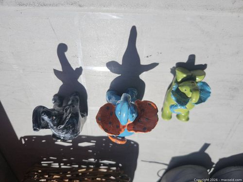 Set of 3 Hand-Painted Glazed Ceramic Figurines, Multi-Color (1 of 7)