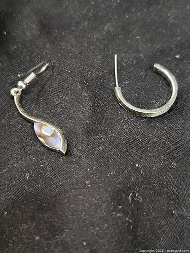Silver-Tone Abalone Dangle & Hoop Earrings (Lot of 2) (1 of 3)