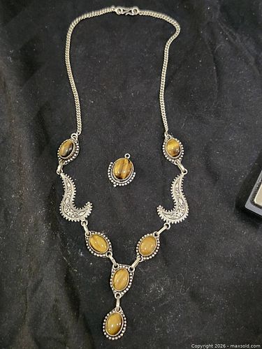 Sterling Silver Tiger's Eye Pendant Necklace (1 of 4)