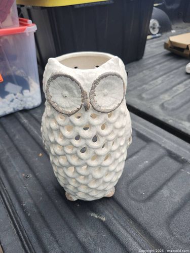 White Ceramic Perforated Lantern with Handle, Medium (1 of 4)