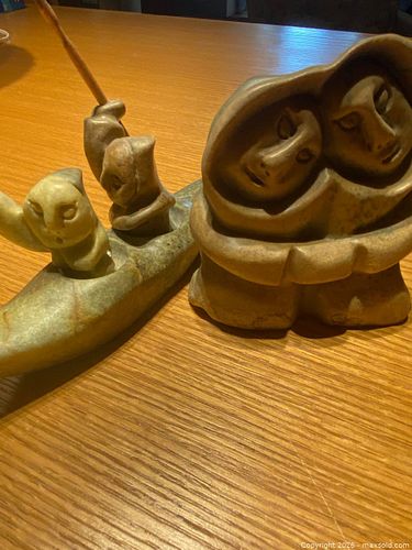 Two Inuit-Inspired Stone Sculptures with Signed Bases (1 of 14)