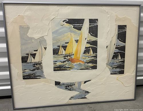 Garnetta Finnegan Limited Edition State II "Sail Boats" Nautical Art (1 of 7)