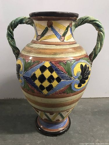 Hand-Painted Italian Majolica-Style Ceramic Vase, Medium (1 of 4)