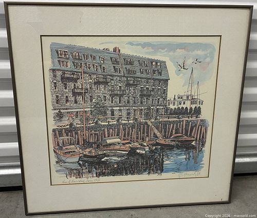 R.E. Kennedy Framed Limited Edition "View of Lewis Wharf, Boston" Print (1 of 4)