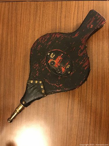 Victorian Wood & Leather Fireplace Bellows with Brass Nozzle - reproduction (1 of 3)