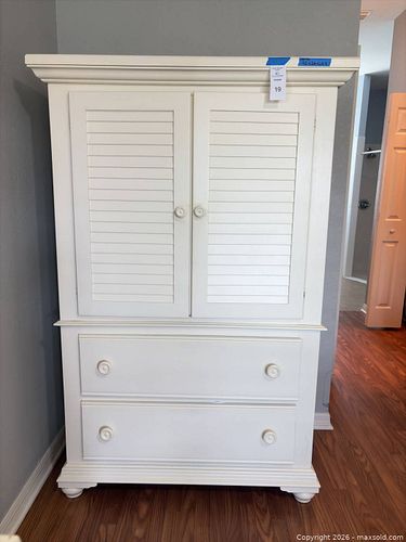 Broyhill White Wood Armoire with Two Doors and Two Drawers (1 of 12)