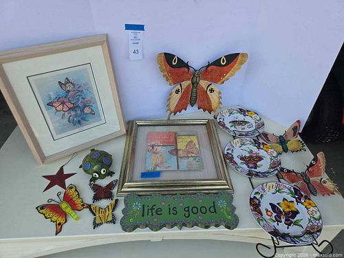 Butterfly & Floral Wall Art and Decorative Plate Lot (Multiple Pieces) (1 of 11)